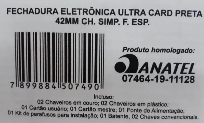 Imagem de Fechadura Elétrica Eletrônica Smart Ultra Card Cartão Aproximação