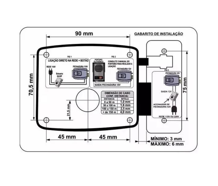 Imagem de Fechadura Elétrica Para Portão Social 12V Agl-Inha Agl (1285)