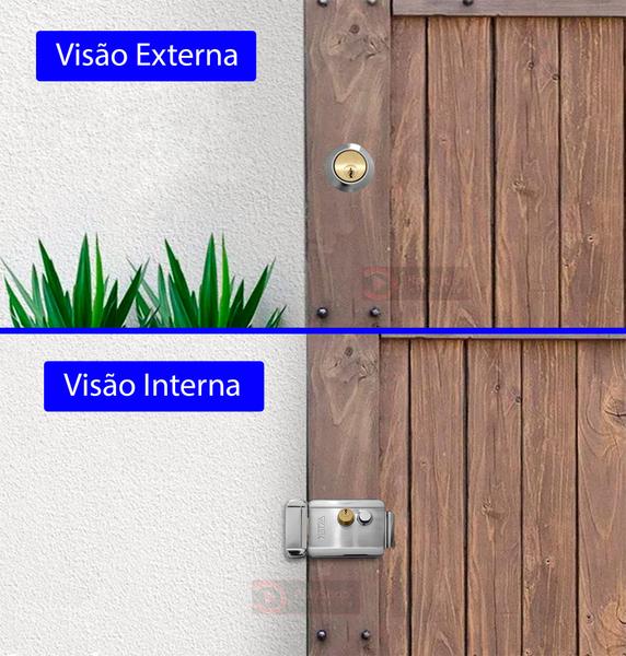 Fechadura Eletrica Portão Anti Furto Sobrepor 3 Chaves Inox Premium 12v Para Portão Social Porta Madeira E Interfone - PlayShop Eletronicos Imagem de Fechadura Eletrica Portão Anti Furto Sobrepor 3 Chaves Inox Premium 12v Para Portão Social Porta Madeira E Interfone