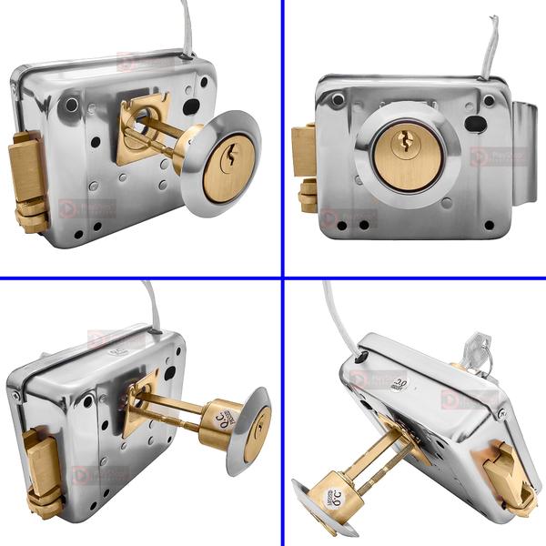 Fechadura Eletrica Portão Anti Furto Sobrepor 3 Chaves Inox Premium 12v Para Portão Social Porta Madeira E Interfone - PlayShop Eletronicos Imagem de Fechadura Eletrica Portão Anti Furto Sobrepor 3 Chaves Inox Premium 12v Para Portão Social Porta Madeira E Interfone