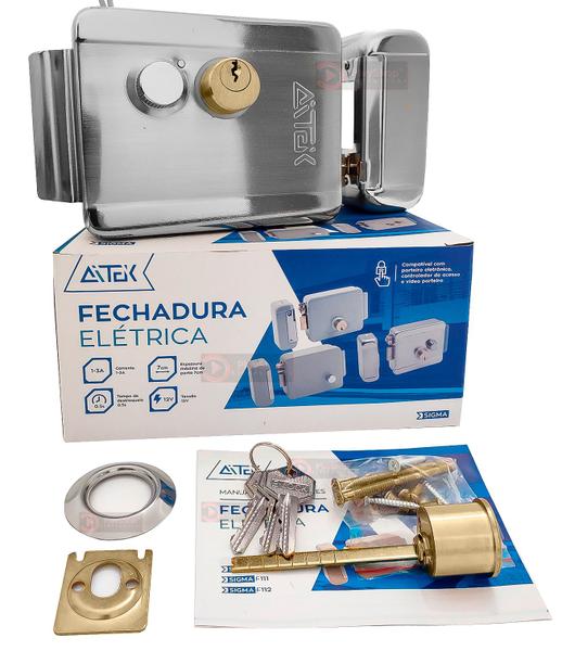 Fechadura Eletrica Portão Anti Furto Sobrepor 3 Chaves Inox Premium 12v Para Portão Social Porta Madeira E Interfone - PlayShop Eletronicos Imagem de Fechadura Eletrica Portão Anti Furto Sobrepor 3 Chaves Inox Premium 12v Para Portão Social Porta Madeira E Interfone