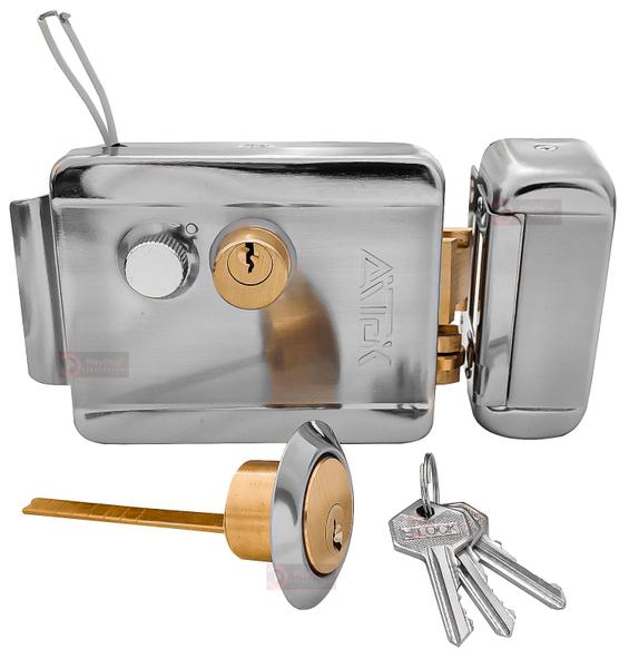 Fechadura Eletrica Portão Anti Furto Sobrepor 3 Chaves Inox Premium 12v Para Portão Social Porta Madeira E Interfone - PlayShop Eletronicos Imagem de Fechadura Eletrica Portão Anti Furto Sobrepor 3 Chaves Inox Premium 12v Para Portão Social Porta Madeira E Interfone