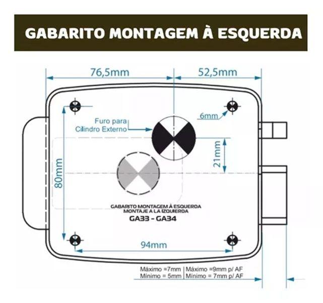 Imagem de Fechadura Elétrica Preta 12v Garen Sem Botão Padrão C90 Hdl