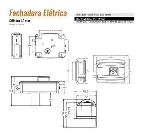 Imagem de Fechadura Elétrica Stam Cil 40mm Branca Abre Para Dentro