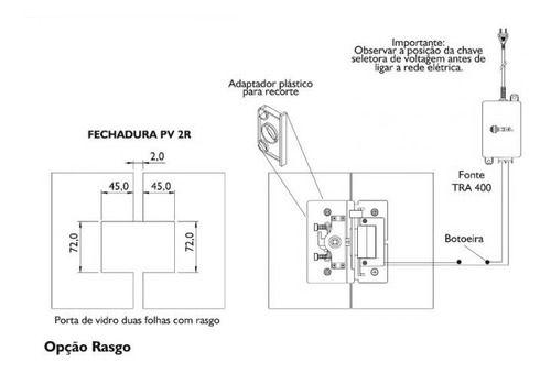 Imagem de Fechadura Eletrica Vidro Hdl Pv90 2r Aciona Por Botão Chave