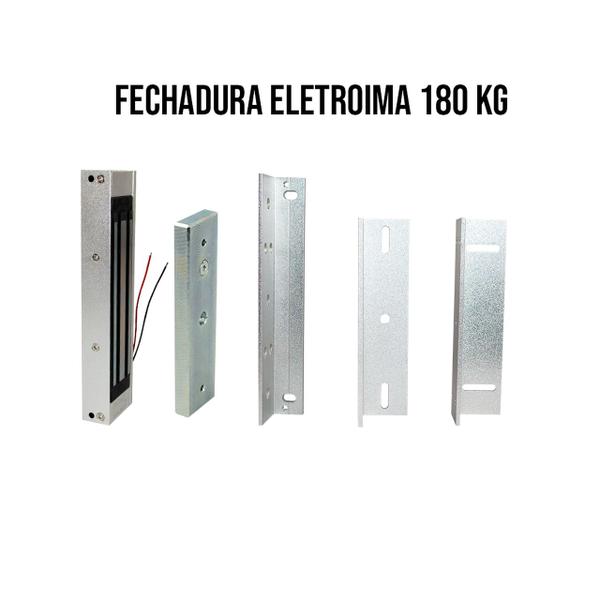 Imagem de Fechadura Eletroímã 180kg Papaiz12V Com Kit Fixação Prata