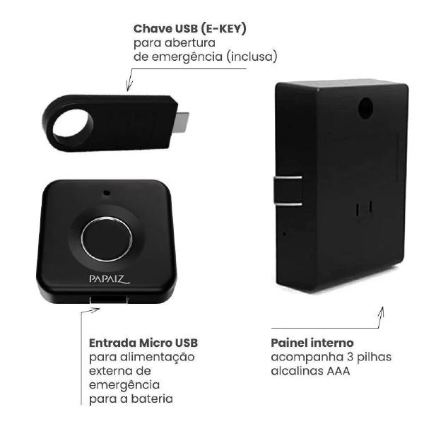 Imagem de Fechadura eletrônica biométrica móveis com puxador papaiz
