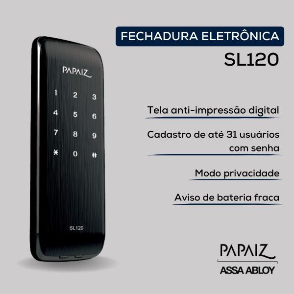 Imagem de Fechadura Eletrônica Smart Lock SL120 Preta