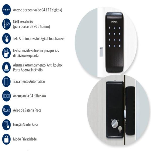 Imagem de Fechadura Eletrônica Sobrepor Senha Númerica SmartLock SL125