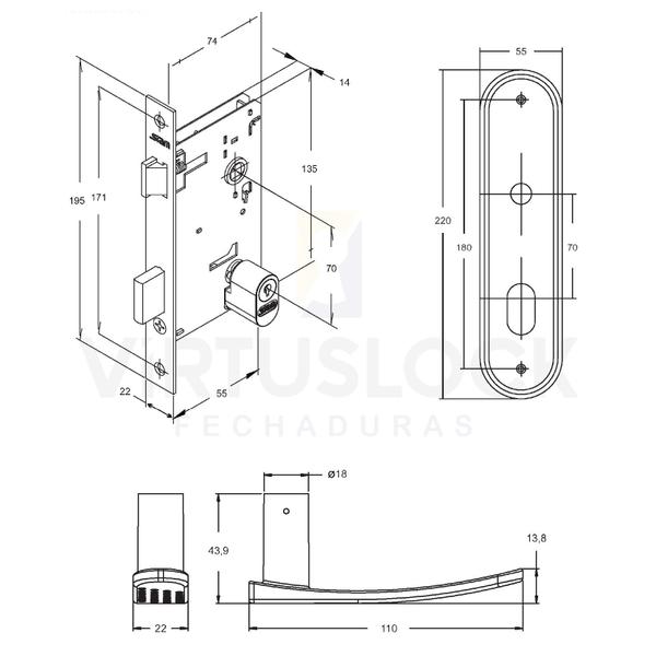 Imagem de Fechadura Externa 1601/21 Antique Stam