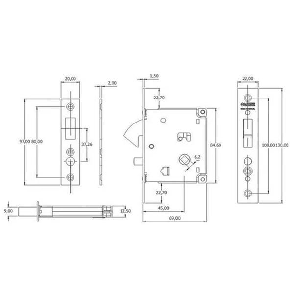 Fechadura Externa 45mm Bico Papagaio 222 ACETINADO La Fonte Imagem de Fechadura Externa 45mm Bico Papagaio 222 ACETINADO La Fonte
