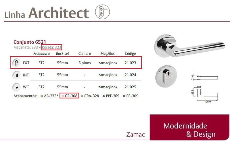 Imagem de Fechadura Externa 6521 Lafonte St2 55mm Roseta Cromado RD