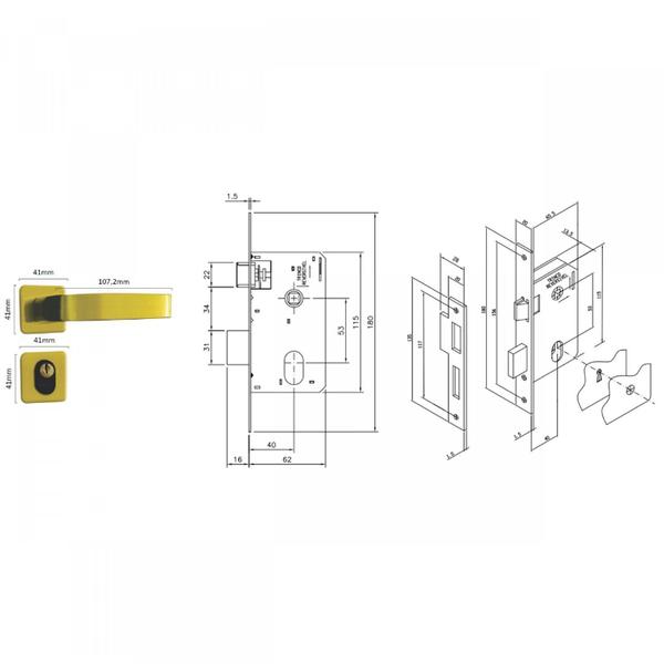 Imagem de Fechadura Externa Espelho Aço 40mm MGM Torino Roseta