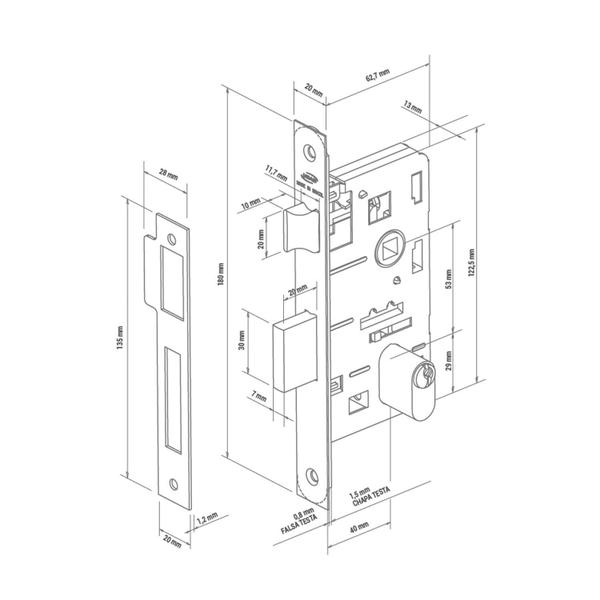 Imagem de Fechadura Externa Imab Tess Roseta Quadrada Preta 40Mm