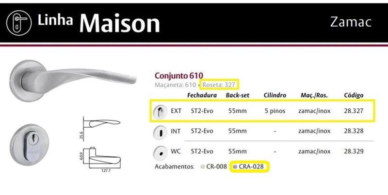 Imagem de Fechadura Externa Lafonte 610 St2 55mm Roseta Cromada Acetinado