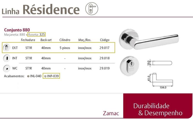 Imagem de Fechadura Externa Lafonte 880 St1 R 40mm Roseta Inox Polido