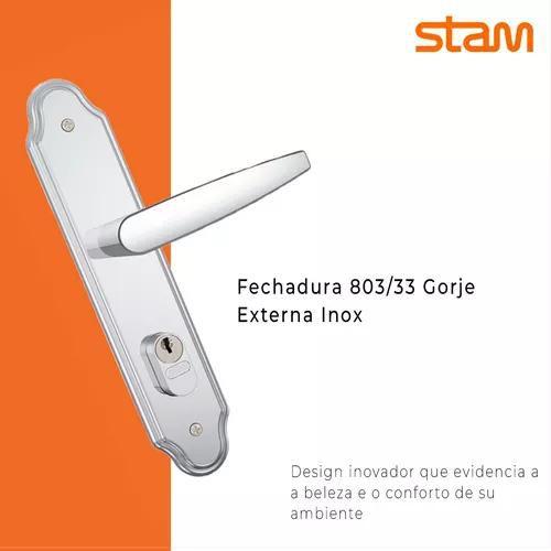 Imagem de Fechadura Externa Larga Stam 803/33 Em Inox Prateada