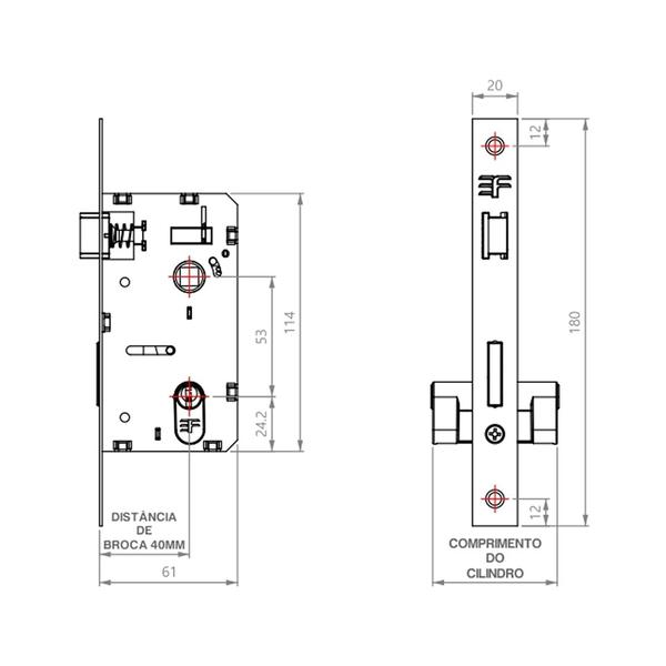 Imagem de Fechadura externa maçaneta quadrada cromada 3f 740e/117