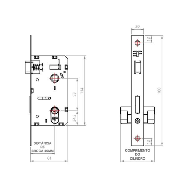 Imagem de Fechadura externa maçaneta quadrada preto fosco 3f 740e/117