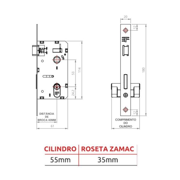 Imagem de Fechadura externa maçaneta quadrada rose porta bater 3f