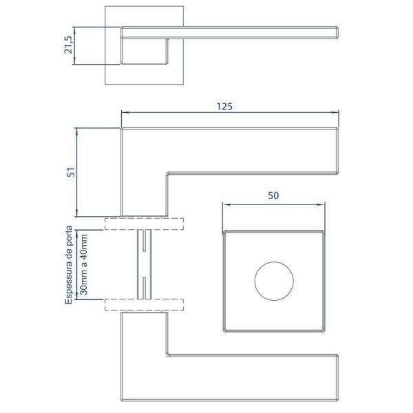 Imagem de Fechadura Externa MZ440 ST2 R202 55mm Roseta Preto Fosco Squadro Design Papaiz