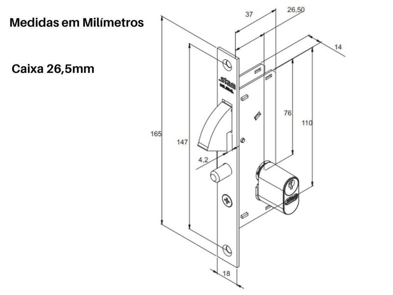 Imagem de Fechadura Externa para Porta de Correr Stam 940 Branca Bico de Papagaio - Para Porta de Correr de Al