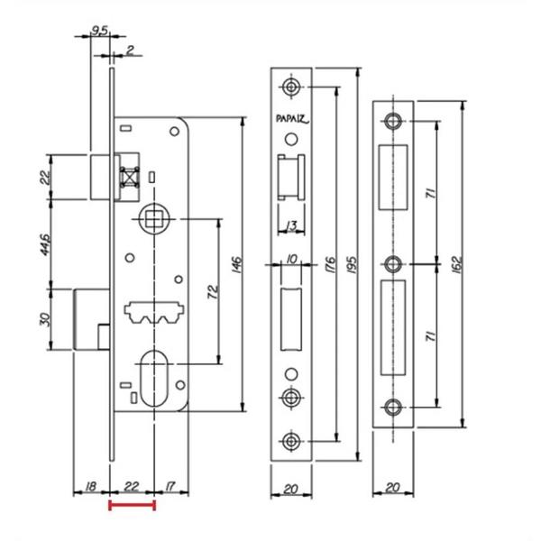 Imagem de Fechadura Externa Perfil Estreito 323Z E22 MZ820 Espelho Preto Fosco 22mm C400/50 Papaiz