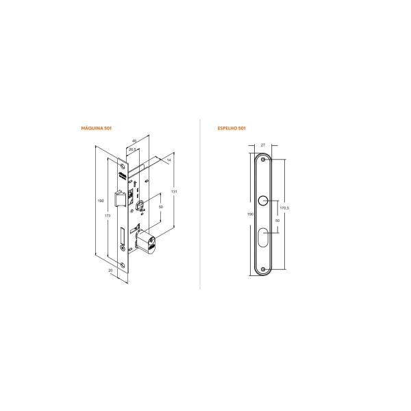 Imagem de Fechadura Externa Perfil Metalico 501-502/33 Inox Da Stam