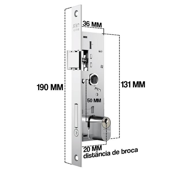 Imagem de Fechadura Externa Perfil Serralheiro Estreita 20mm Stam Inox