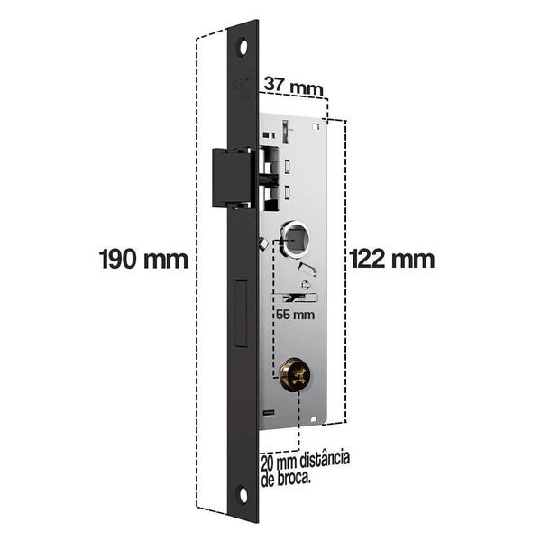 Imagem de Fechadura Externa Perfil Serralheiro Estreita Stam Tetra