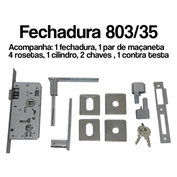 Imagem de Fechadura Externa Porta Ferro Madeira Inox Polido Stam