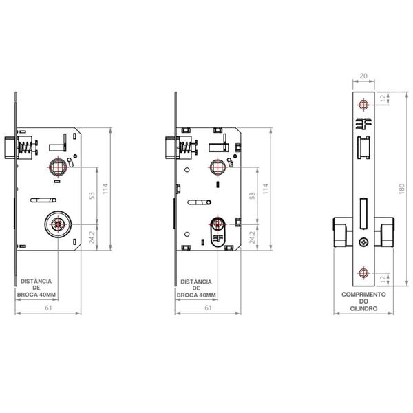 Imagem de Fechadura Externa Roseta Quadrada Modelo 117 Preto Fosco 3f