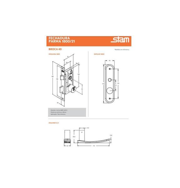 Imagem de Fechadura externa stam 1800/21 tetra chave antique ouro velho espelho 40 mm