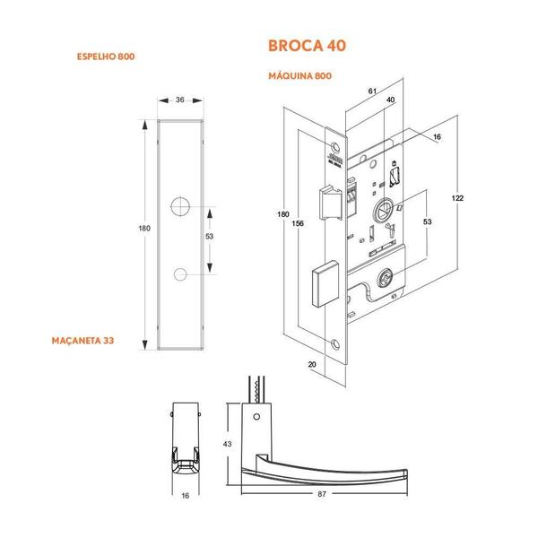 Imagem de Fechadura Externa Tetra Porta De Casa 40Mm Oxidado Stam