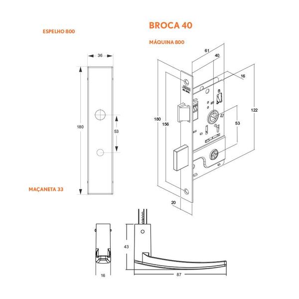 Imagem de Fechadura Externa Tetra Porta De Casa 40mm Oxidado stam