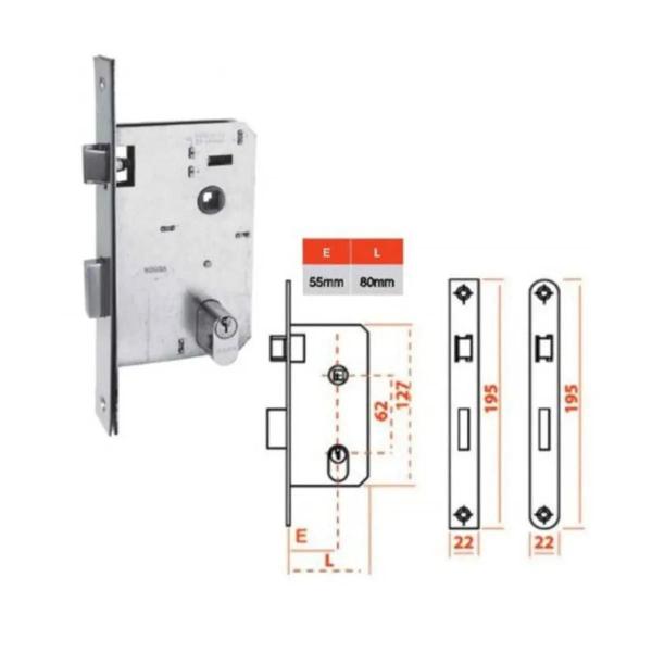 Imagem de Fechadura Externa Vouga Para Porta 55mm Espelho Cromado