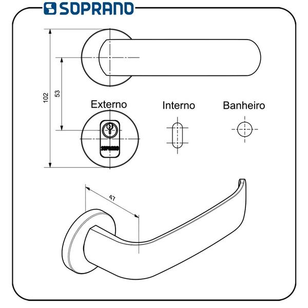 Imagem de Fechadura Grand Icaro Banheiro Preta Roseta ROS22 Soprano