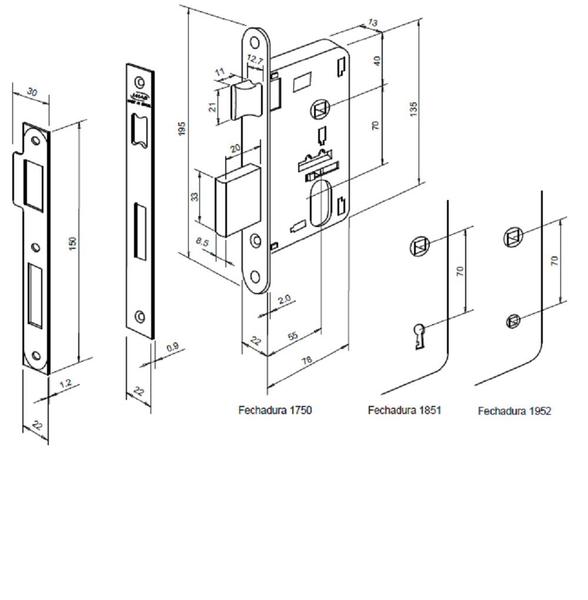 Fechadura ICARO 55mm Escovada Zamack Imab Conjunto Imagem de Fechadura ICARO 55mm Escovada Zamack Imab Conjunto