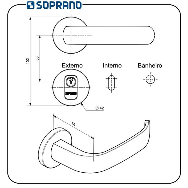 Imagem de Fechadura Icaro Externa Antique Brass Roseta ROS22 Soprano