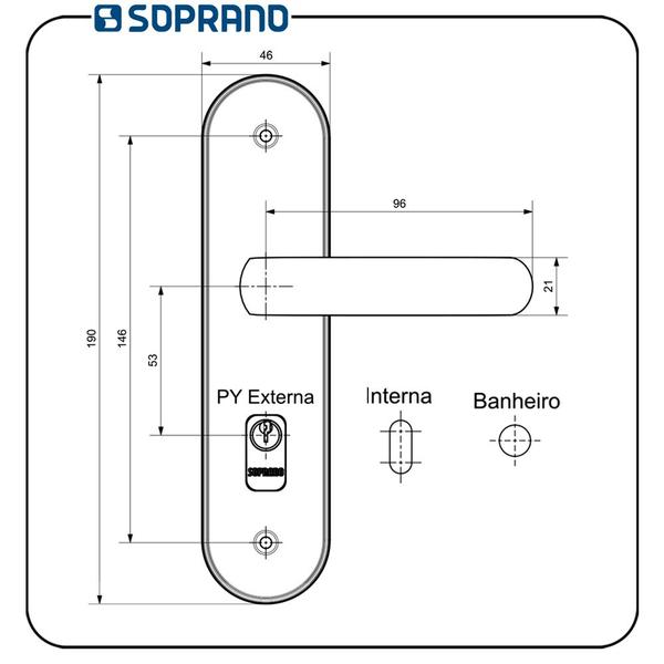 Imagem de Fechadura Icaro Interna Cromada Espelhada ESP43 Soprano