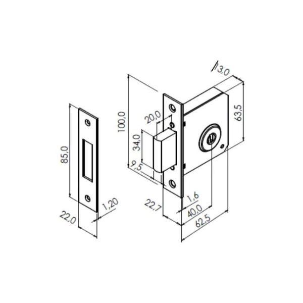 Fechadura Imab Auxiliar Multiponto Roseta Quadrada Dupla Imagem de Fechadura Imab Auxiliar Multiponto Roseta Quadrada Dupla