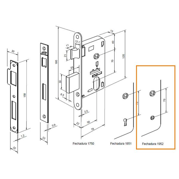 Imagem de Fechadura imab máquina  avulsa 55mm banheiro inox