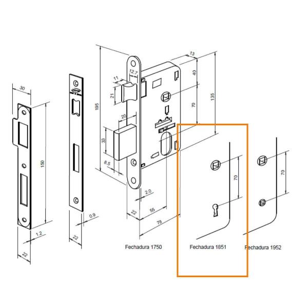 Imagem de Fechadura Imab Máquina Avulsa 55Mm Interna Inox