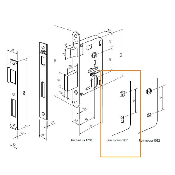 Imagem de Fechadura imab máquina avulsa 55mm interna inox