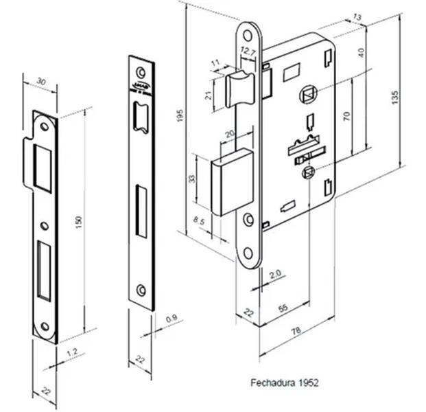 Imagem de Fechadura Imab Mobia Interna - Inox Escovado