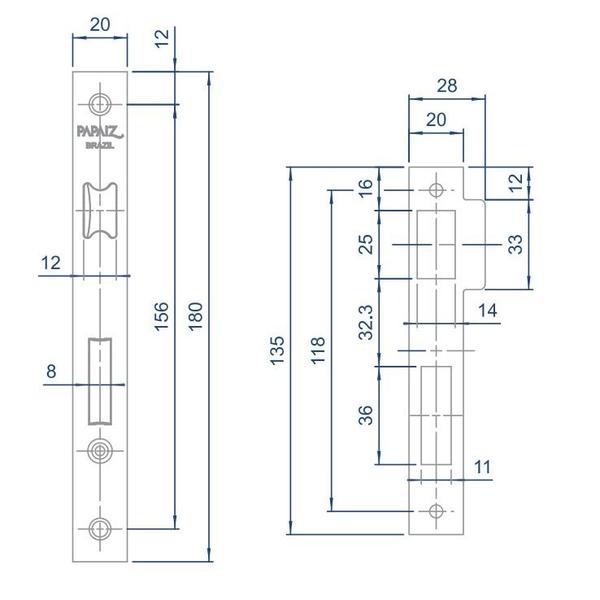 Imagem de Fechadura Inox Line Interna 4400 E244 MZ180 Standard 40mm Espelho Cromado Papaiz