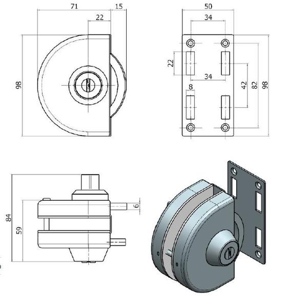 Imagem de Fechadura Inox Para Vidro/Alvenaria De Pressão Correr Va 159