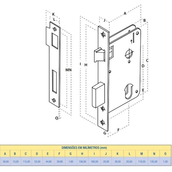 Imagem de Fechadura Inox Premium Externa 2600/11 40mm Roseta Cromado Aliança