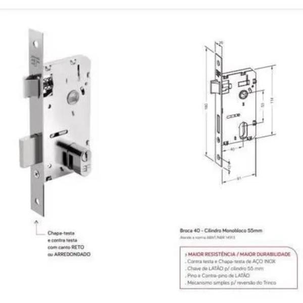 Imagem de Fechadura Interna 3F 741I/117 Roseta Quadrada Rose Gold