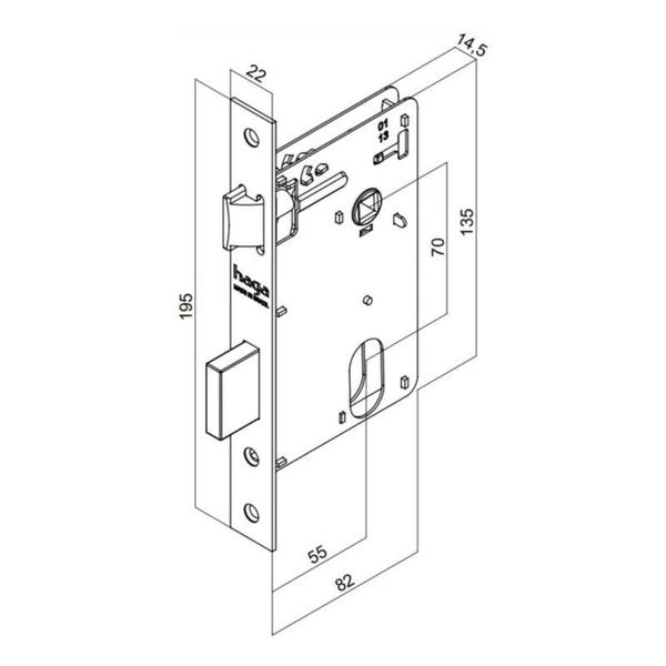 Imagem de Fechadura Interna Handy Antioxy 55mm R528 Aço Inox 304 Cromado Haga